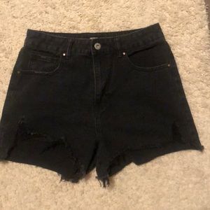 Black denim shorts, size 6